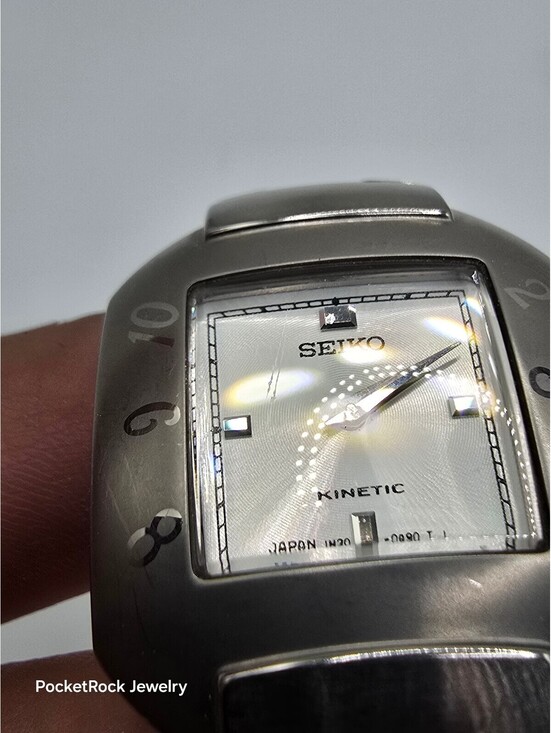 Seiko Kinetic SWE005 Women Square Silver Dial Quartz SS Bracelet Water Resistant main image 8